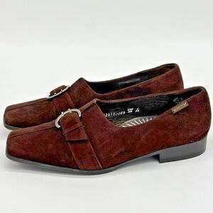Mephisto Shoes Womens 8.5 Brown Suede Leather‎ Stitch Split Toe Loafers Slip On